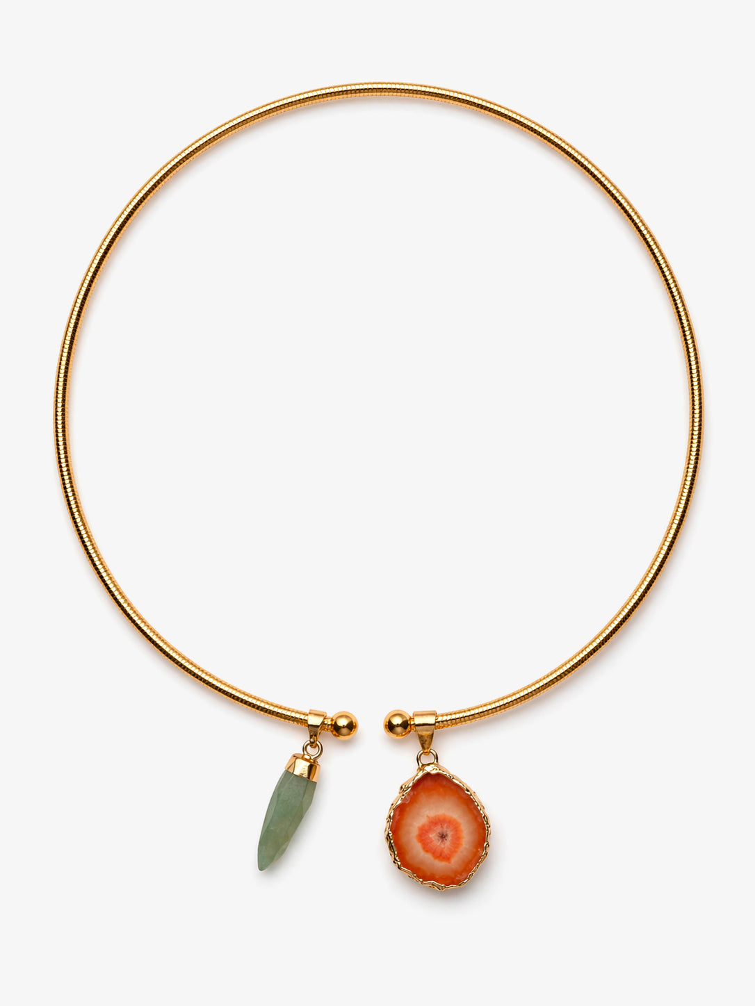 Collar Ágata Amarilla y Jade Verde