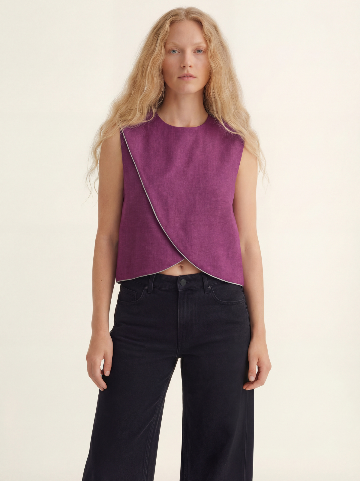 Top Lino Framboise