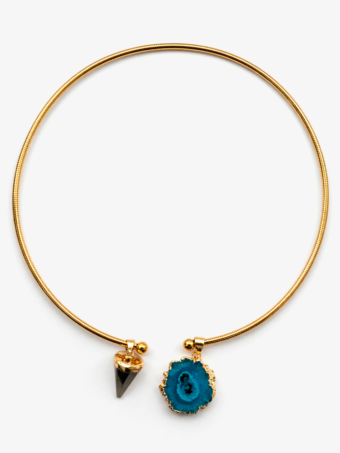 Collar Ónix Negro y Ágata Azul
