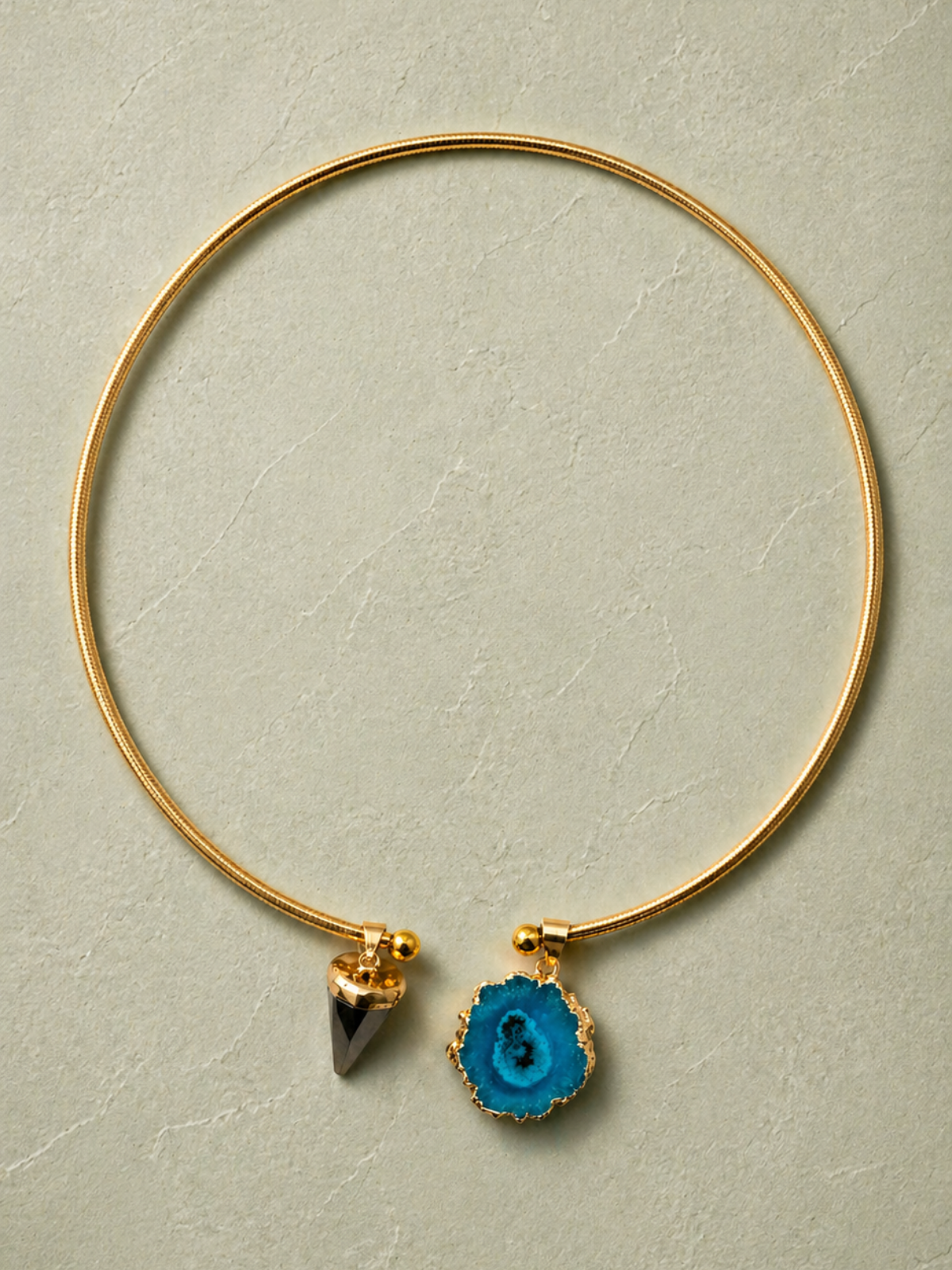 Collar Ónix Negro y Ágata Azul